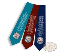 Névsoros nyakkendő, hímzett iskolaemblémával Hajós Alfréd Általános Iskola