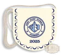 Polifilc alapon Iskolacímerrel hímzett Ballagási tarisznya, pamut zsinórral - Szent József Techinkum Jászberény