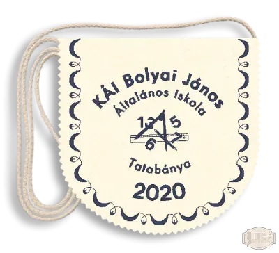 Polifilc alapon Iskolacímerrel hímzett Ballagási tarisznya, pamut zsinórral - Bolyai János Ált. Isk - Tatabánya