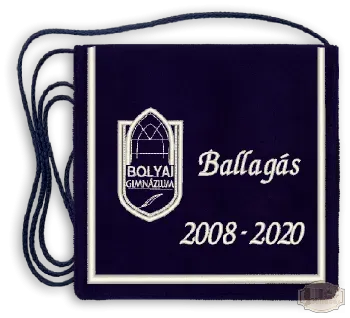 Bársony alapon hímzett Ballagási tarisznya, pamut zsinórral - Bolyai Gimnázium - Szombathely