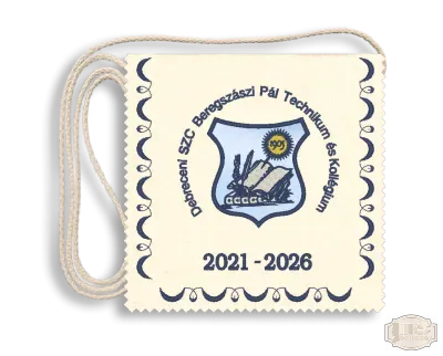 Ballagási tarisznya Polifilc alapon Iskolacímerrel hímzett Beregszászi - Debrecen