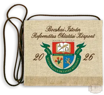 Ballagási tarisznya Vászon festett egyedi iskola logóval Bocskai - Halásztelek