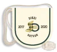 Polifilc alapon Iskolacímerrel hímzett Ballagási tarisznya, pamut zsinórral - Damjanich János Technikum - Hatvan