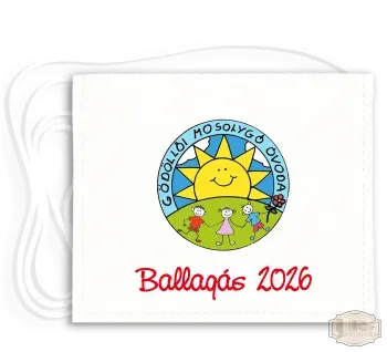 Fehér vászonra festett óvodás Ballagási tarisznya, fehér pamut zsinórral