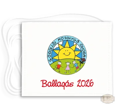 Fehér vászonra festett óvodás Ballagási tarisznya, fehér pamut zsinórral