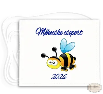 Fehér vászonra festett óvodás Ballagási tarisznya, fehér pamut zsinórral 2002