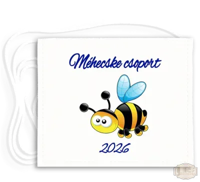 Fehér vászonra festett óvodás Ballagási tarisznya, fehér pamut zsinórral 2001