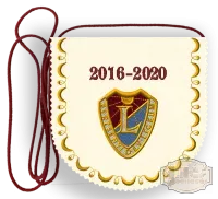 Polifilc alapon Iskolacímerrel hímzett Ballagási tarisznya, pamut zsinórral - Berzsenyi Dániel Evangélikus Líceum - Sopron