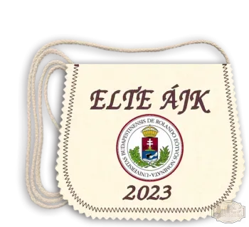 Polifilc alapon Iskolacímerrel hímzett Ballagási tarisznya, pamut zsinórral - ELTE ÁJK - Budapest