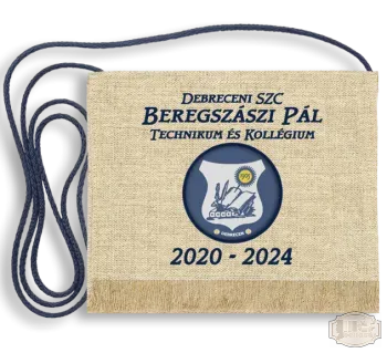 Vászon iskola logós festett Ballagási tarisznya - Beregszászi Pál Technikum - Debrecen