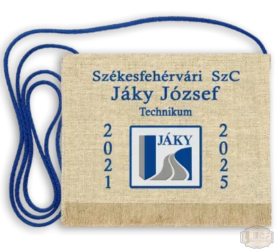 Vászon iskola logós festett Ballagási tarisznya - Jáky József Technikum - Székesfehérvár