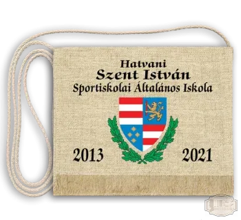 Vászon iskola logós festett Ballagási tarisznya - Szent István Sportiskolai Ált- Isk. - Hatvan
