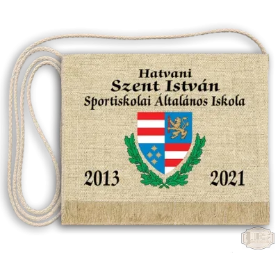 Vászon iskola logós festett Ballagási tarisznya - Szent István Sportiskolai Ált- Isk. - Hatvan