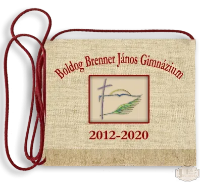 Vászon iskola logós festett Ballagási tarisznya - Boldog Brenner János Gimnázium - Szombathely