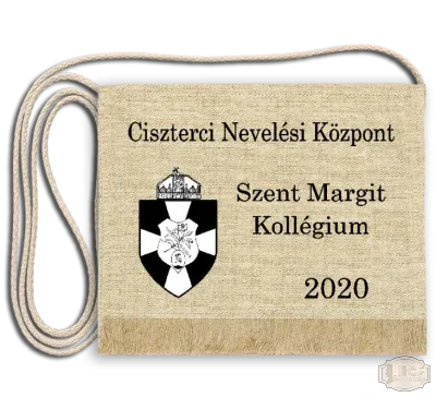 Vászon iskola logós festett Ballagási tarisznya - Ciszterci Nevelési Központ Szent Margit Kollégium - Pécs