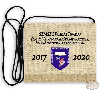 Vászon iskola logós festett Ballagási tarisznya - Puskás Tivadar Fém- és Villamosipari Szakgimnázium - Szombathely