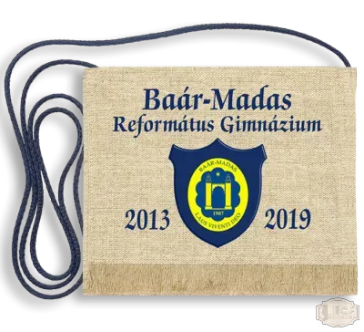 Vászon iskola logós festett Ballagási tarisznya - Baár-Madas Református Gimnázium - Budapest