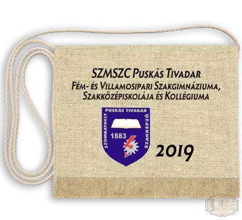 Vászon iskola logós festett Ballagási tarisznya - Puskás Tivadar Fém- és Villamosipari Szakgimnázium, Szakközépiskola és Kollégium - Szombathely