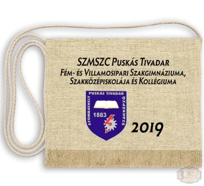 Vászon iskola logós festett Ballagási tarisznya - Puskás Tivadar Fém- és Villamosipari Szakgimnázium, Szakközépiskola és Kollégium - Szombathely