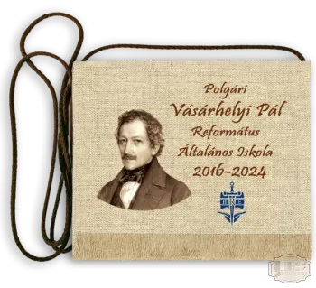Vászon portrés festett Ballagási tarisznya - Vásárhelyi Pál Református Általános Iskola - Polgár