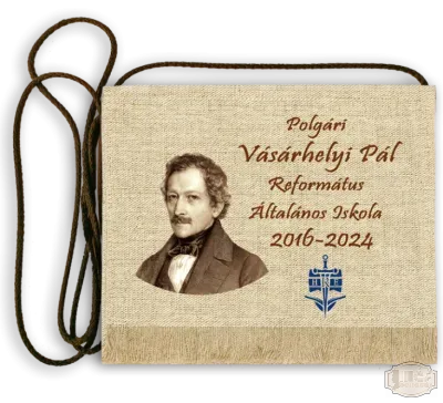 Vászon portrés festett Ballagási tarisznya - Vásárhelyi Pál Református Általános Iskola - Polgár