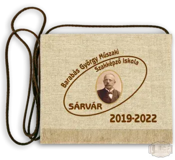 Vászon portrés festett Ballagási tarisznya - Barabás György Műszaki Szakképző - Sárvár