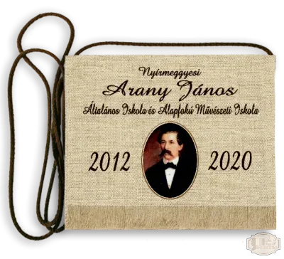 Vászon iskola logós festett Ballagási tarisznya - Arany János Általános Iskola és Művészeti Iskola - Nyíremeggyes
