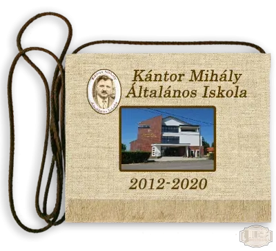 Vászon iskola logós festett Ballagási tarisznya - Kántor Mihály Ált. Isk. - Kántorjánosi
