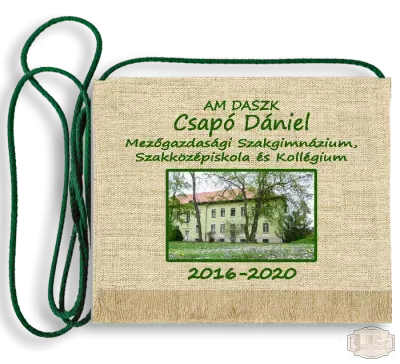 Vászon iskola logós festett Ballagási tarisznya - Csapó Dániel Mezőgazdasági Szakgimnázium - Szekszárd