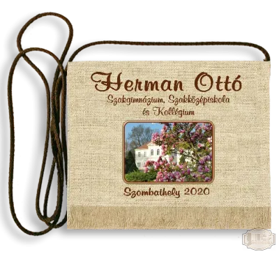 Vászon iskola logós festett Ballagási tarisznya - Herman Ottó Szakgimnázium - Szombathely