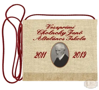 Vászon iskola logós festett Ballagási tarisznya - Cholnoky Jenő Ált. Isk. - Veszprém