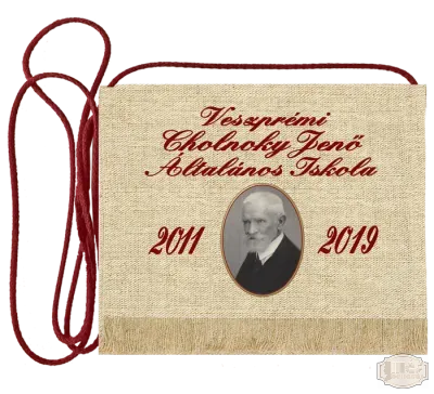 Vászon iskola logós festett Ballagási tarisznya - Cholnoky Jenő Ált. Isk. - Veszprém