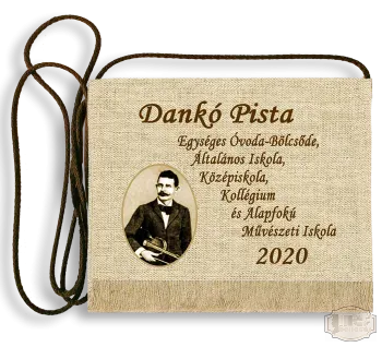 Vászon iskola logós festett Ballagási tarisznya - Dankó Pista Óvoda, Általános Iskola, Középiskola - Biri