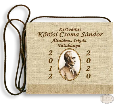 Vászon iskola logós festett Ballagási tarisznya - Kertvárosi Kőrösi Csoma Sándor Ált. Isk. - Tatabánya
