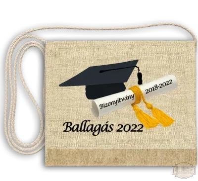 Vászon festett Ballagási tarisznya színes képpel és ballagás felirattal