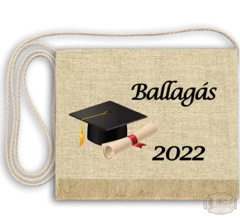 Vászon festett Ballagási tarisznya színes oklevél képpel és ballagás felirattal
