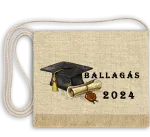 Vászon festett Ballagási tarisznya színes pecsétes oklevél képpel és ballagás felirattal