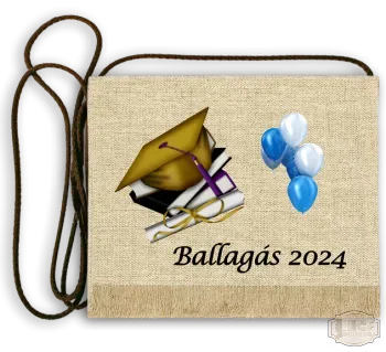 Vászon festett Ballagási tarisznya színes léggömbös képpel és ballagás felirattal