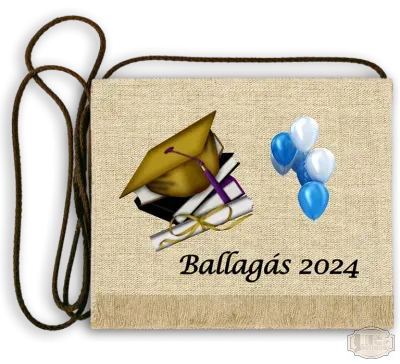 Vászon festett Ballagási tarisznya színes léggömbös képpel és ballagás felirattal
