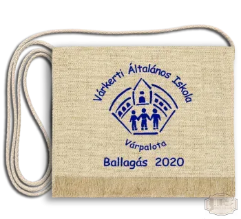 Vászon festett Ballagási tarisznya egyedi iskola logóval - Várkerti Általános Iskola - Várpalota