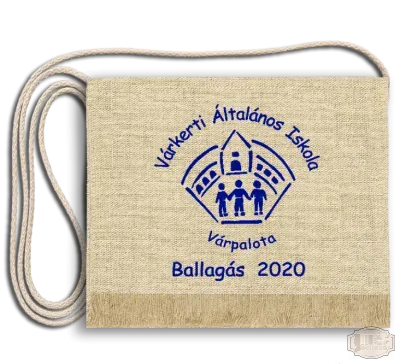Vászon festett Ballagási tarisznya egyedi iskola logóval - Várkerti Általános Iskola - Várpalota