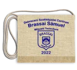Vászon festett Ballagási tarisznya egyedi iskola logóval - Brassai Sámuel Technikum - Debrecen