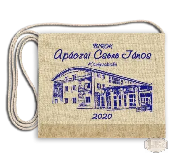 Vászon festett Ballagási tarisznya egyedi iskola logóval - Apáczai Csere János Középiskola - Budapest
