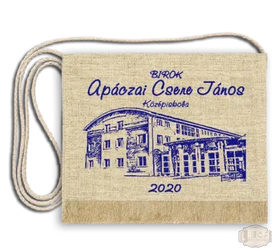Vászon festett Ballagási tarisznya egyedi iskola logóval - Apáczai Csere János Középiskola - Budapest