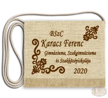 Vászon festett Ballagási tarisznya egyedi iskola felirattal - Karacs Ferenc Gimnázium