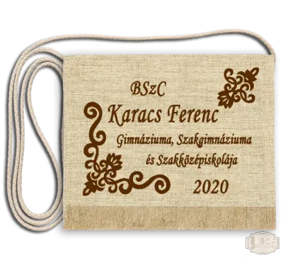 Vászon festett Ballagási tarisznya egyedi iskola felirattal - Karacs Ferenc Gimnázium