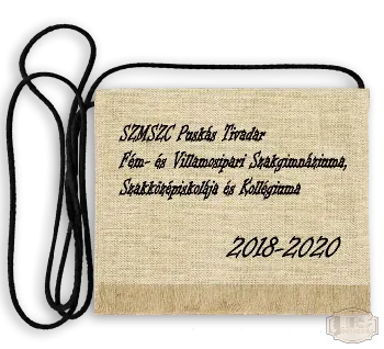 Vászon festett Ballagási tarisznya - Egyedi felirattal - Puskás Tivadar Szakgimnázium - Szombathely
