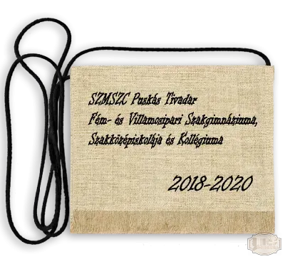 Vászon festett Ballagási tarisznya - Egyedi felirattal - Puskás Tivadar Szakgimnázium - Szombathely