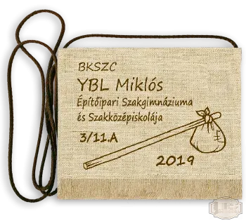 Vászon festett Ballagási tarisznya - Egyedi felirattal - Ybl Miklós Szakgimnázium - Budapest