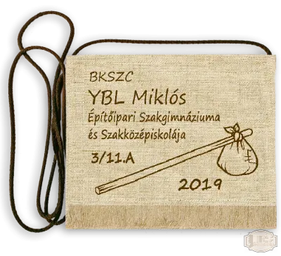 Vászon festett Ballagási tarisznya - Egyedi felirattal - Ybl Miklós Szakgimnázium - Budapest